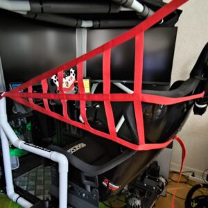 Red SimRace Net with Quick-Release Buckle – 25mm, Double-Sided.